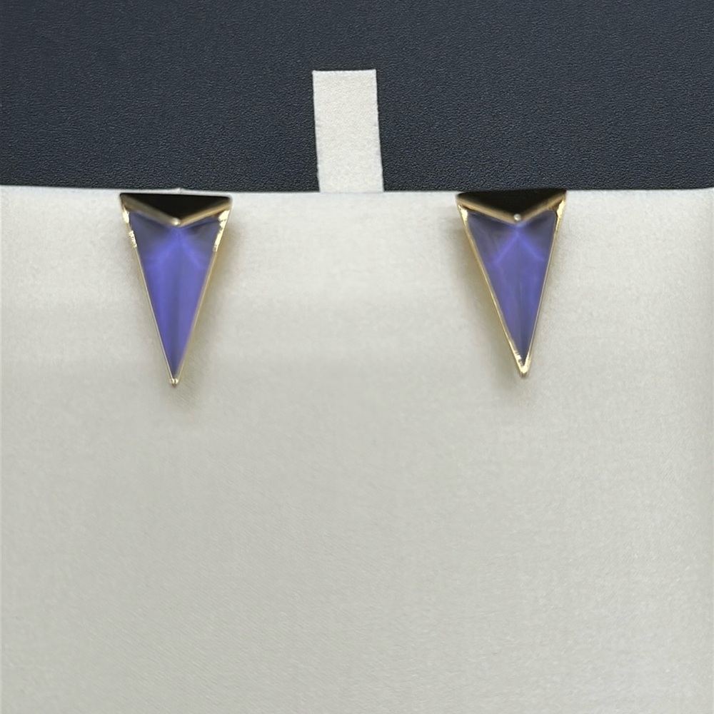 Alexis Bittar Gold and Purple LuciteTriangle Earrings